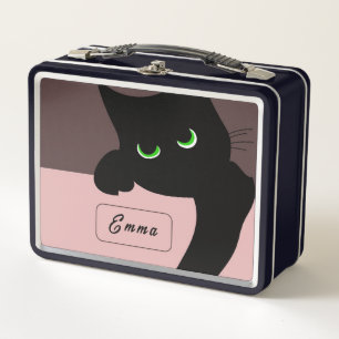 Funny Peeking Black Cat Custom Aesthetic Metal Lunch Box