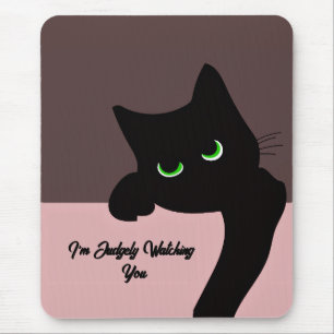 Funny Peeking Black Cat Custom Aesthetic Mouse Mat