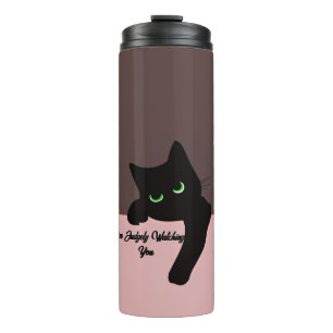 Funny Peeking Black Cat Custom Aesthetic Thermal Tumbler