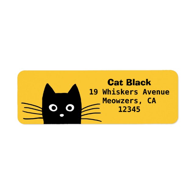Funny Peeking Black Cat | Cute Return Address (Front)