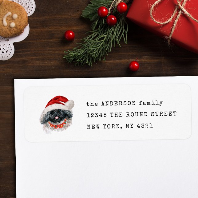 Funny Pekingese Christmas Dog Return Address (Creator Uploaded)