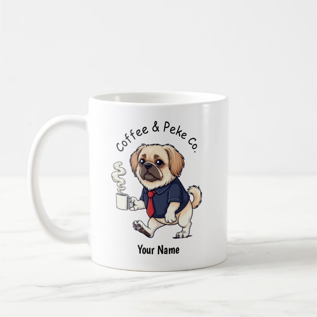 Funny Pekingese Dog Business Suit Coffee  Coffee Mug (Left)