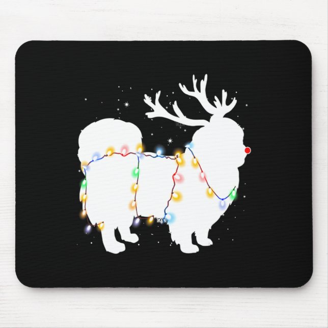 Funny Pekingese Dog Tree Christmas Lights Xmas Paj Mouse Mat (Front)