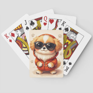 Funny Pekingese Kawaii Dog Playing Cards