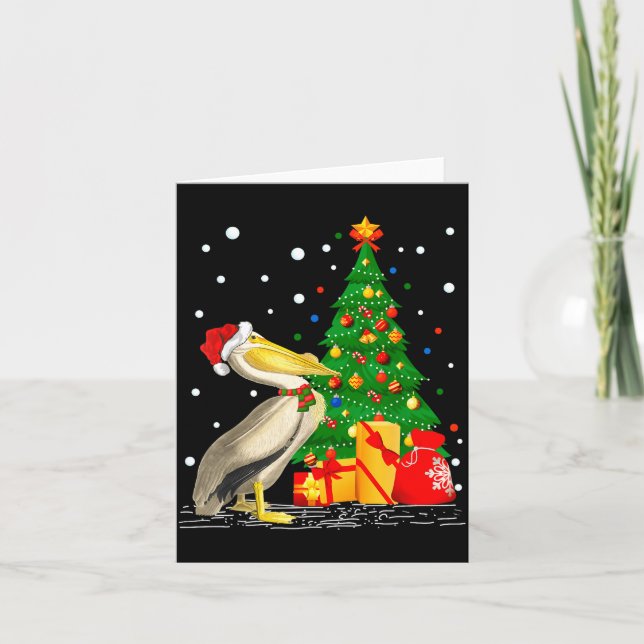 Funny Pelican Lover Gift Santa Hat Pelican Christm Card (Front)