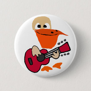 Funny Pelican Playing Guitar Art 6 Cm Round Badge