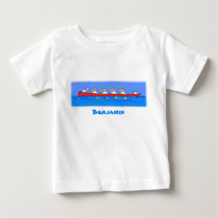 Funny pelican rowing team cartoon illustration baby T-Shirt