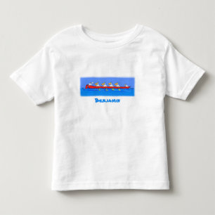 Funny pelican rowing team cartoon illustration toddler T-Shirt