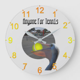 Funny Pelican Tennis Player, Wall Clock