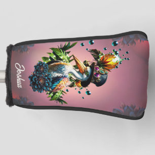 Funny pelican with steampunk hat  golf head cover