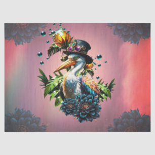 Funny pelican with steampunk hat tissue paper