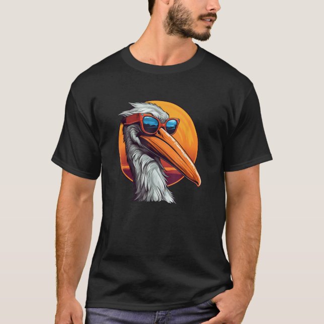Funny Pelican with Sunglasses for Seabirds Lovers  T-Shirt (Front)