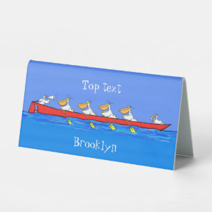 Funny pelicans rowing cartoon illustration