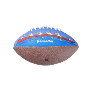 Funny pelicans rowing cartoon illustration american football