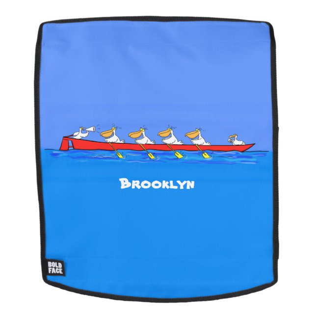 Funny pelicans rowing cartoon illustration backpack (Removable Face)