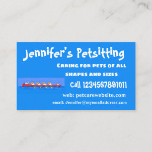 Funny pelicans rowing cartoon illustration business card