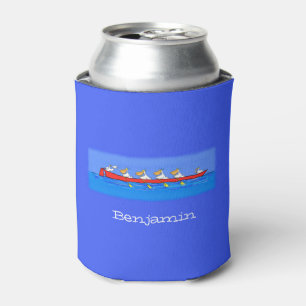 Funny pelicans rowing cartoon illustration can cooler