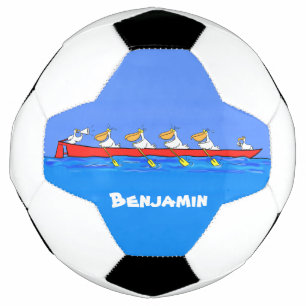 Funny pelicans rowing cartoon illustration  football