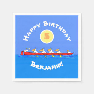 Funny pelicans rowing cartoon illustration napkin