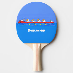 Funny pelicans rowing cartoon illustration ping pong paddle
