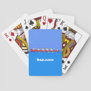 Funny pelicans rowing cartoon illustration playing cards