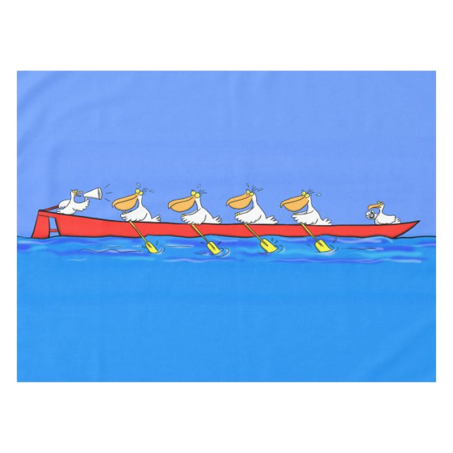 Funny pelicans rowing cartoon illustration tablecloth (Front (Horizontal))