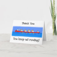 Funny pelicans rowing cartoon Thank You card.