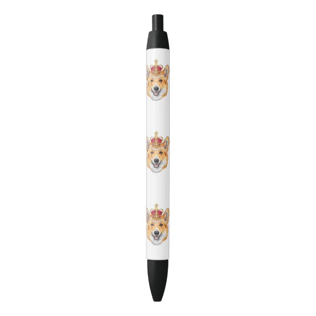 Funny Pembroke Welsh Corgi Black Ink Pen (Front Vertical)