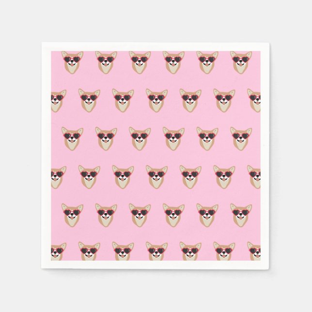 Funny Pembroke Welsh Corgi Pattern Pink Napkin (Front)