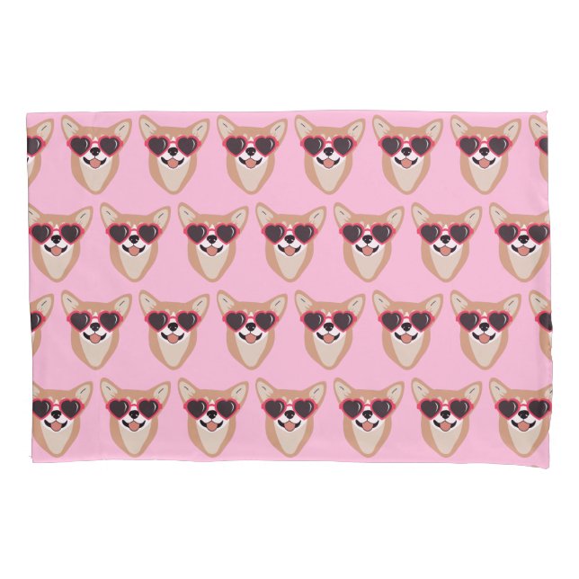 Funny Pembroke Welsh Corgi Pattern Pink Pillowcase (Front)