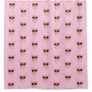 Funny Pembroke Welsh Corgi Pattern Pink Shower Curtain