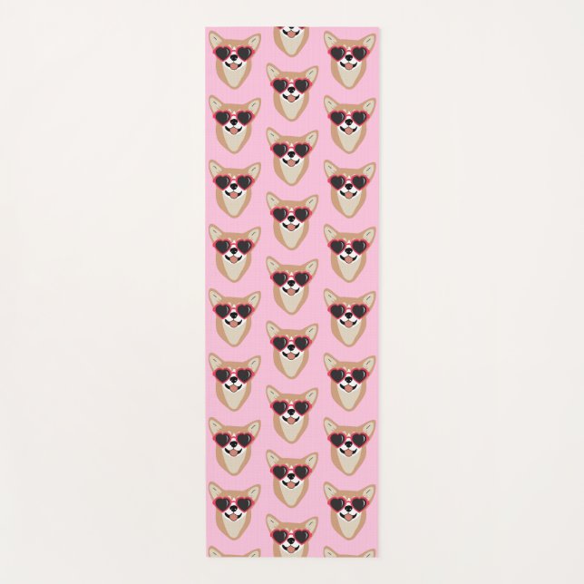 Funny Pembroke Welsh Corgi Pattern Pink Yoga Mat (Front)