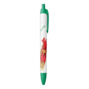Funny Pen with Surprised Rooster - Custom Text