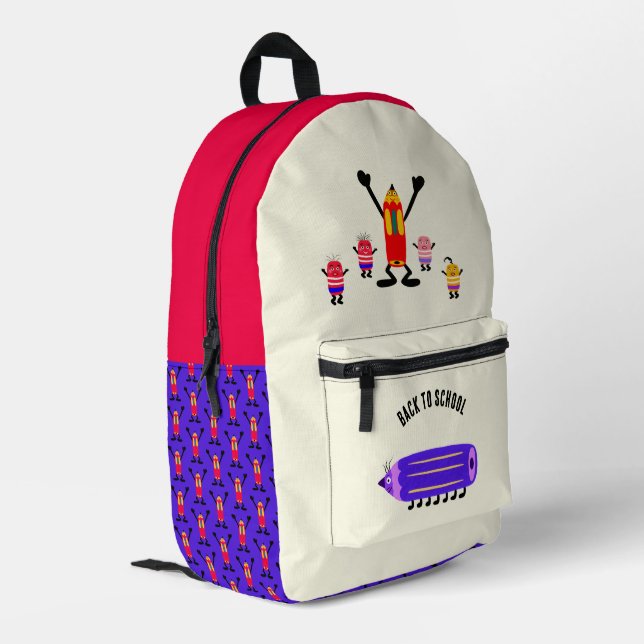 Funny pencils printed backpack (Back Corner Left)