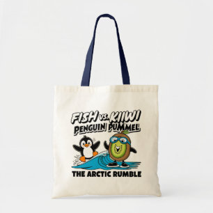 Funny penguin and kiwi  tote bag