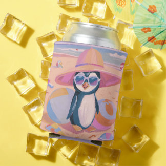 Funny penguin at the beach can Cooler