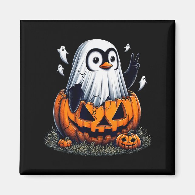 Funny Penguin Boo Halloween Ghost Womens Mens Kids Magnet (Front)