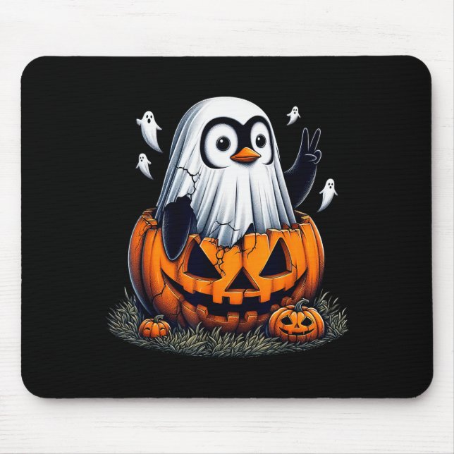 Funny Penguin Boo Halloween Ghost Womens Mens Kids Mouse Mat (Front)