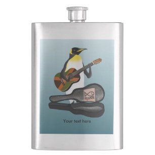Funny Penguin Busking Hip Flask