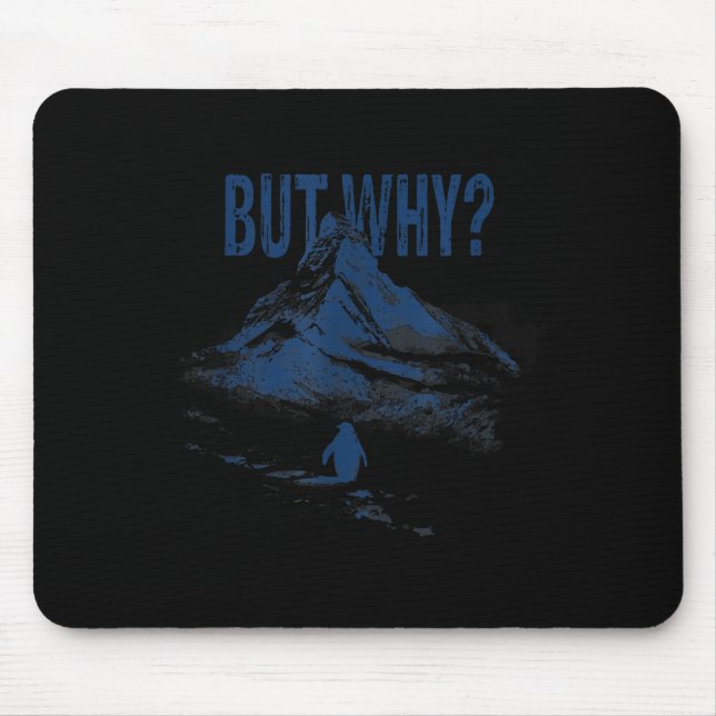 Funny Penguin But Why Retro Graphic Art Mouse Mat (Front)