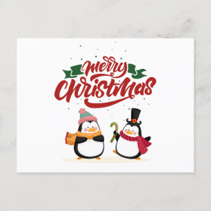 Funny Penguin Christmas Card, Merry Christmas  Holiday Postcard
