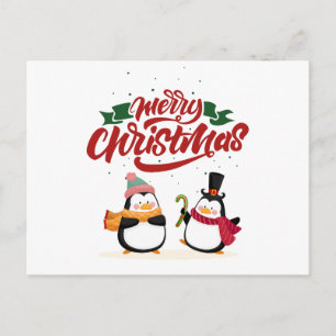 Funny Penguin Christmas Card, Merry Christmas  Holiday Postcard