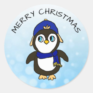 Funny Penguin Christmas Classic Round Sticker