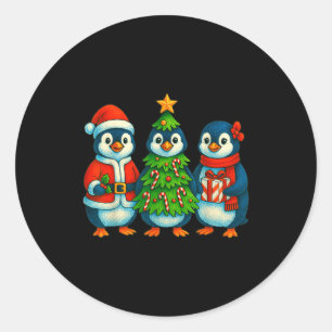Funny Penguin Christmas Lights Penguin Cute Xmas H Classic Round Sticker