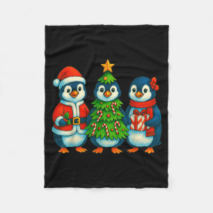 Funny Penguin Christmas Lights Penguin Cute Xmas H Fleece Blanket