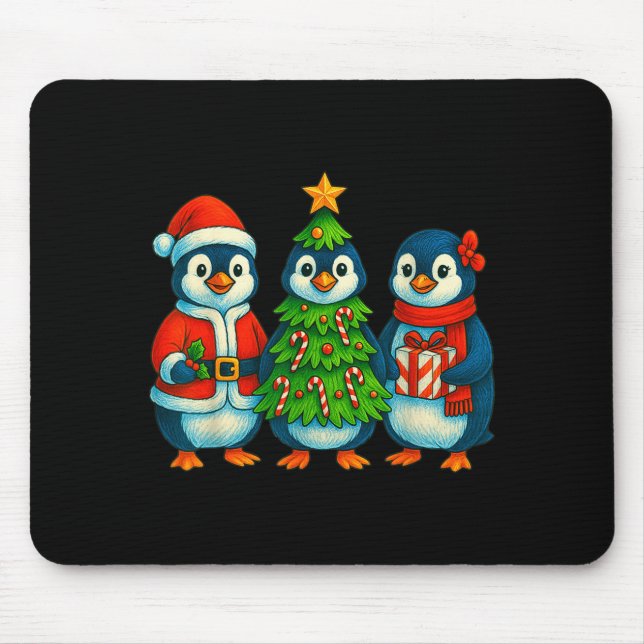 Funny Penguin Christmas Lights Penguin Cute Xmas H Mouse Mat (Front)