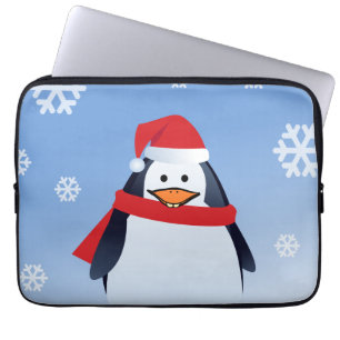 Funny Penguin Christmas Santa Claus Laptop Sleeve