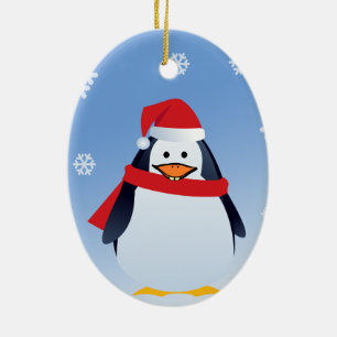 Funny Penguin Christmas Santa Claus Ornament