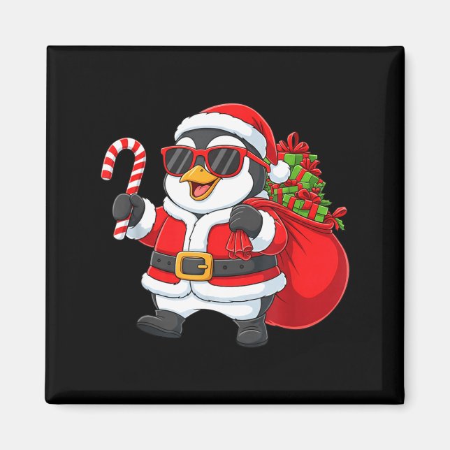 Funny Penguin Christmas Santa Outfit Xmas Boys Gir Magnet (Front)
