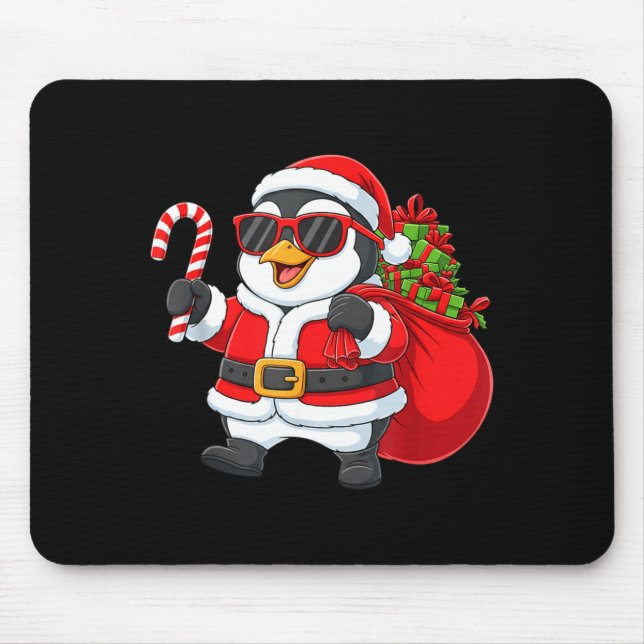 Funny Penguin Christmas Santa Outfit Xmas Boys Gir Mouse Mat (Front)